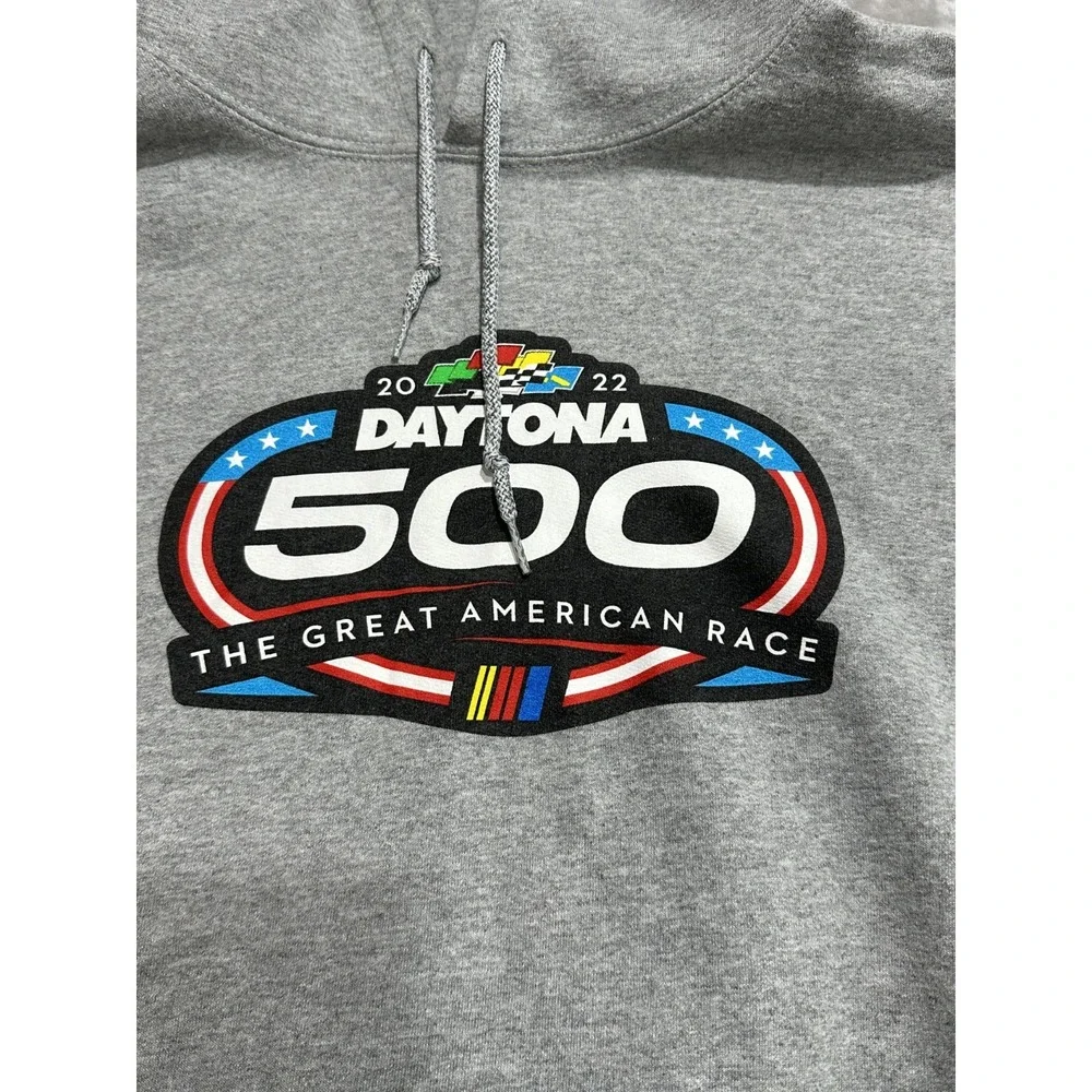 Daytona 500 Speedway Hoodie Men's Size 2XL Gray 2022 Drawstring Long Sleeve EUC‎